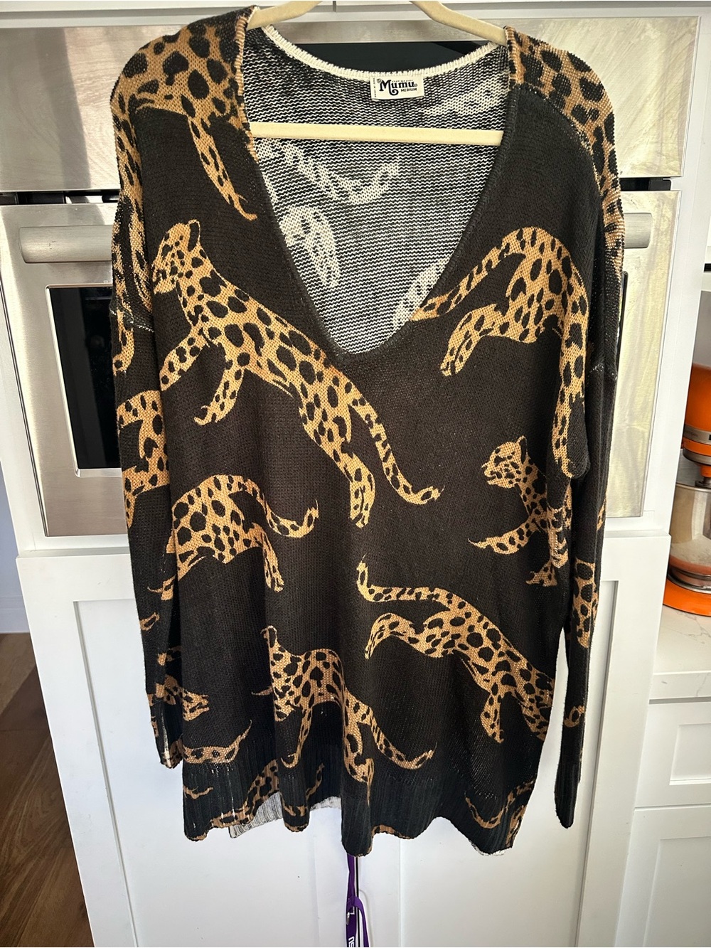 Show Me Your MuMu Black & Tan Leopard V-Neck Sweater